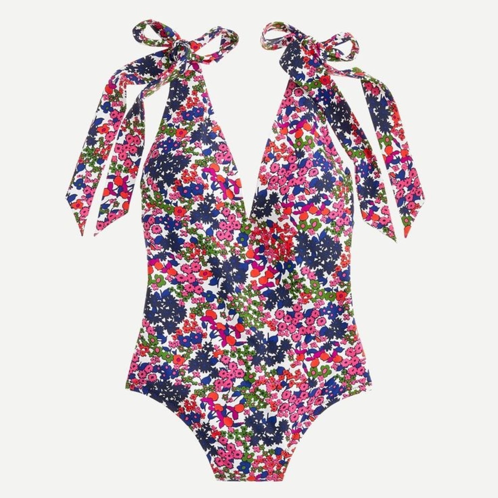 J. Crew Tie Shoulder One Piece Swimsuit